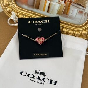 Coach Gold and Pink Heart Bracelet